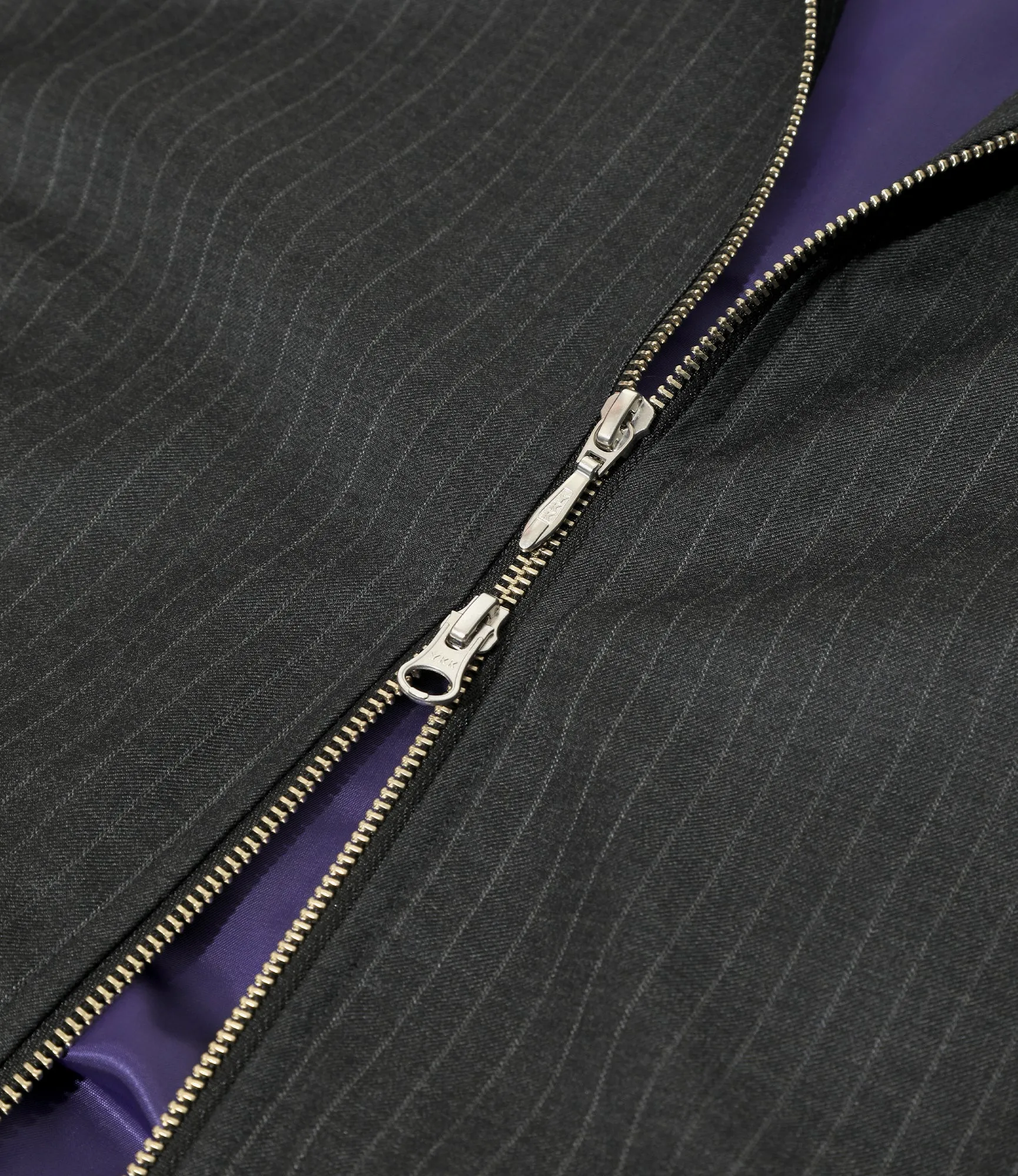 Track Jacket - Grey - Stripe Wool Viyella