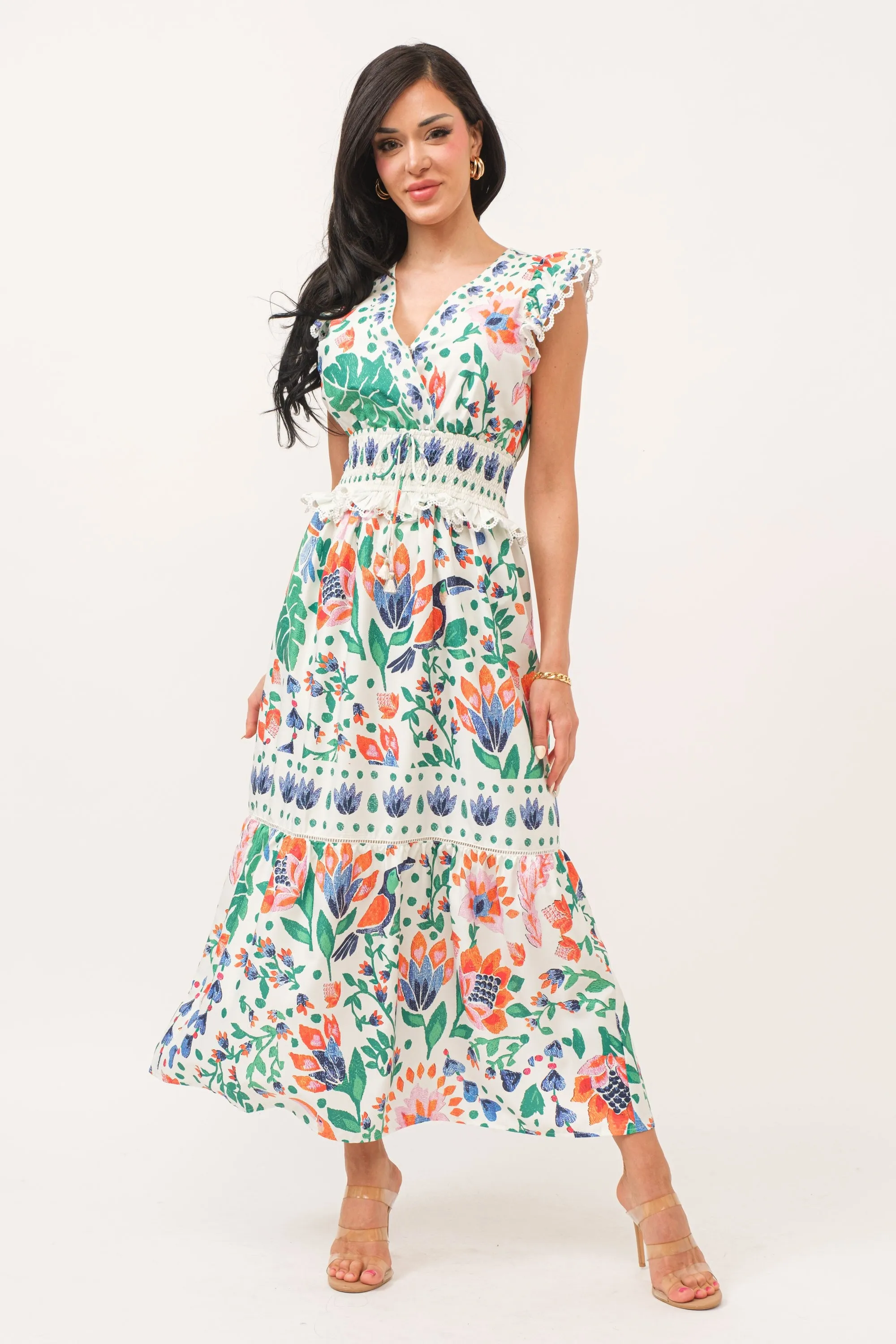 Tropical Print Maxi Dress