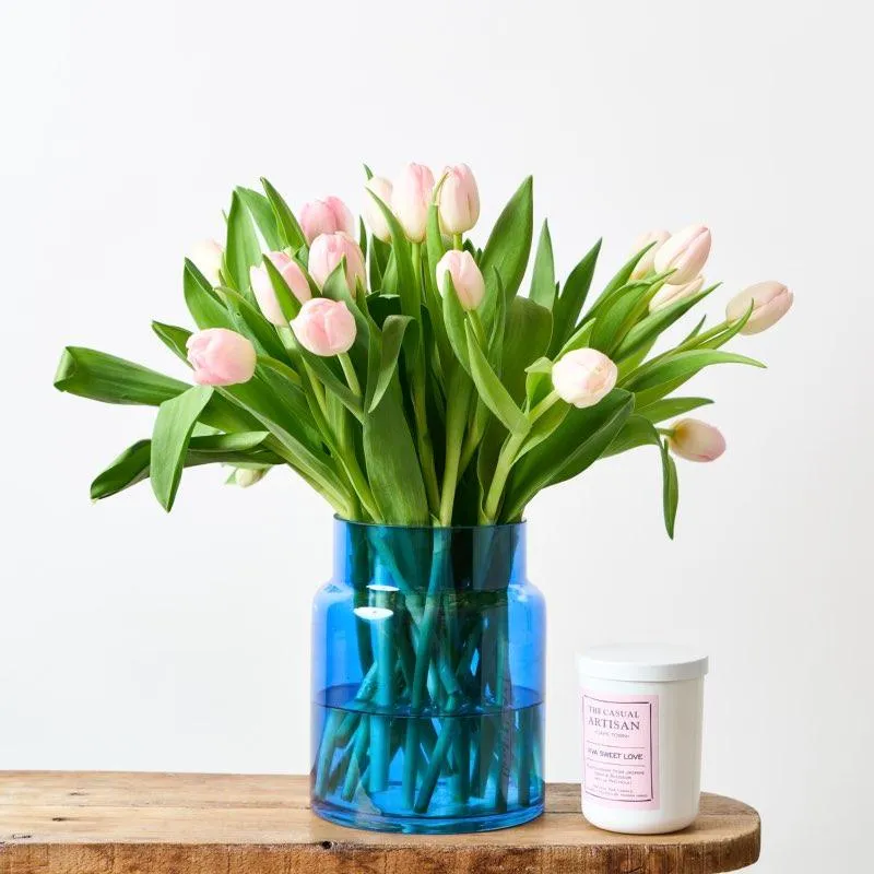 Tulips in Blue Vase
