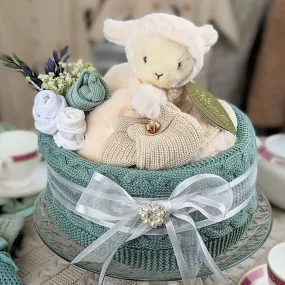 Unisex Baby Gift 'Eco' Nappy Cake - Precious Little Lamb