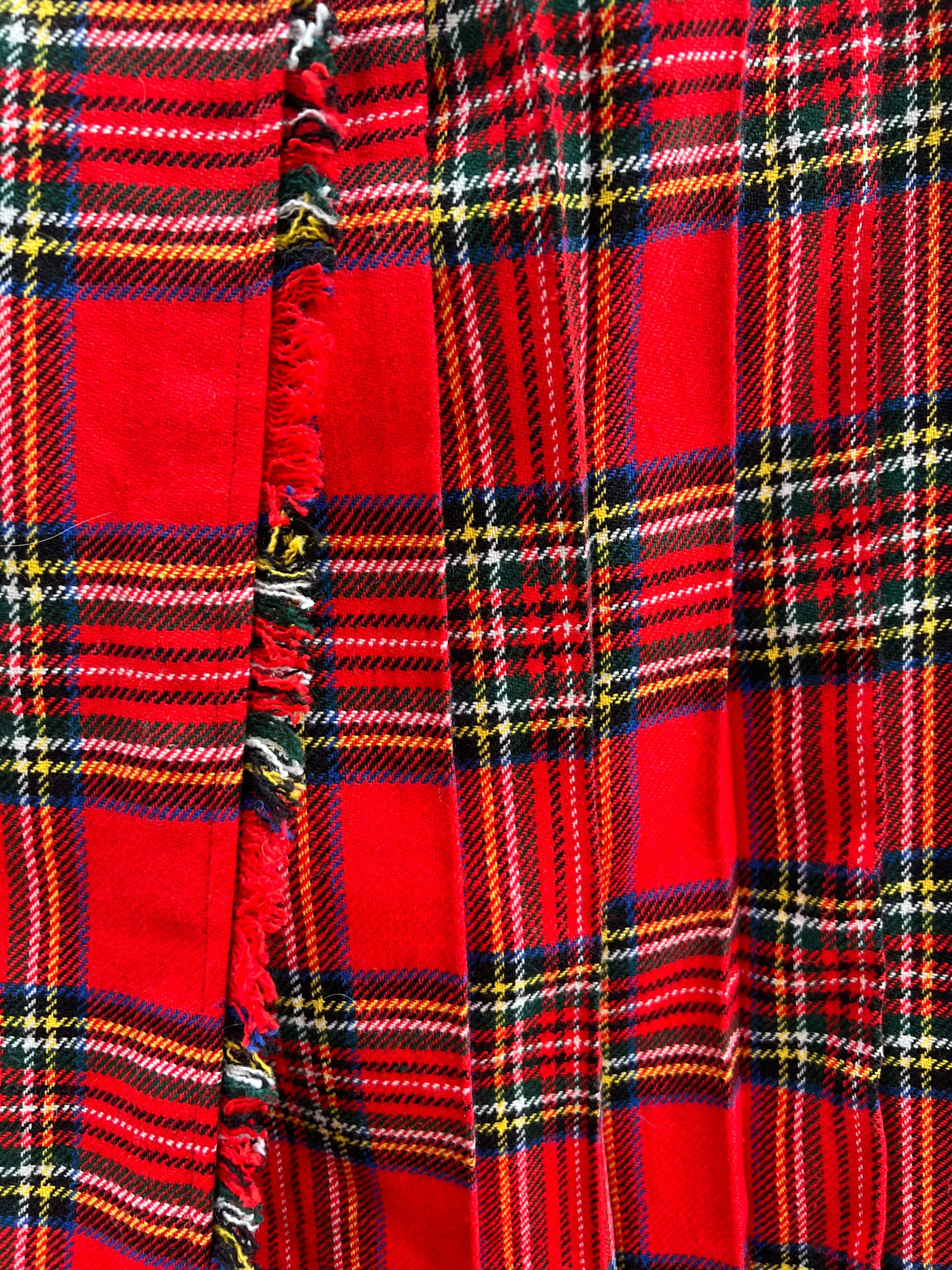 Vintage 80's Scottish Wool Plaid (Tartan) Kilt Skirt