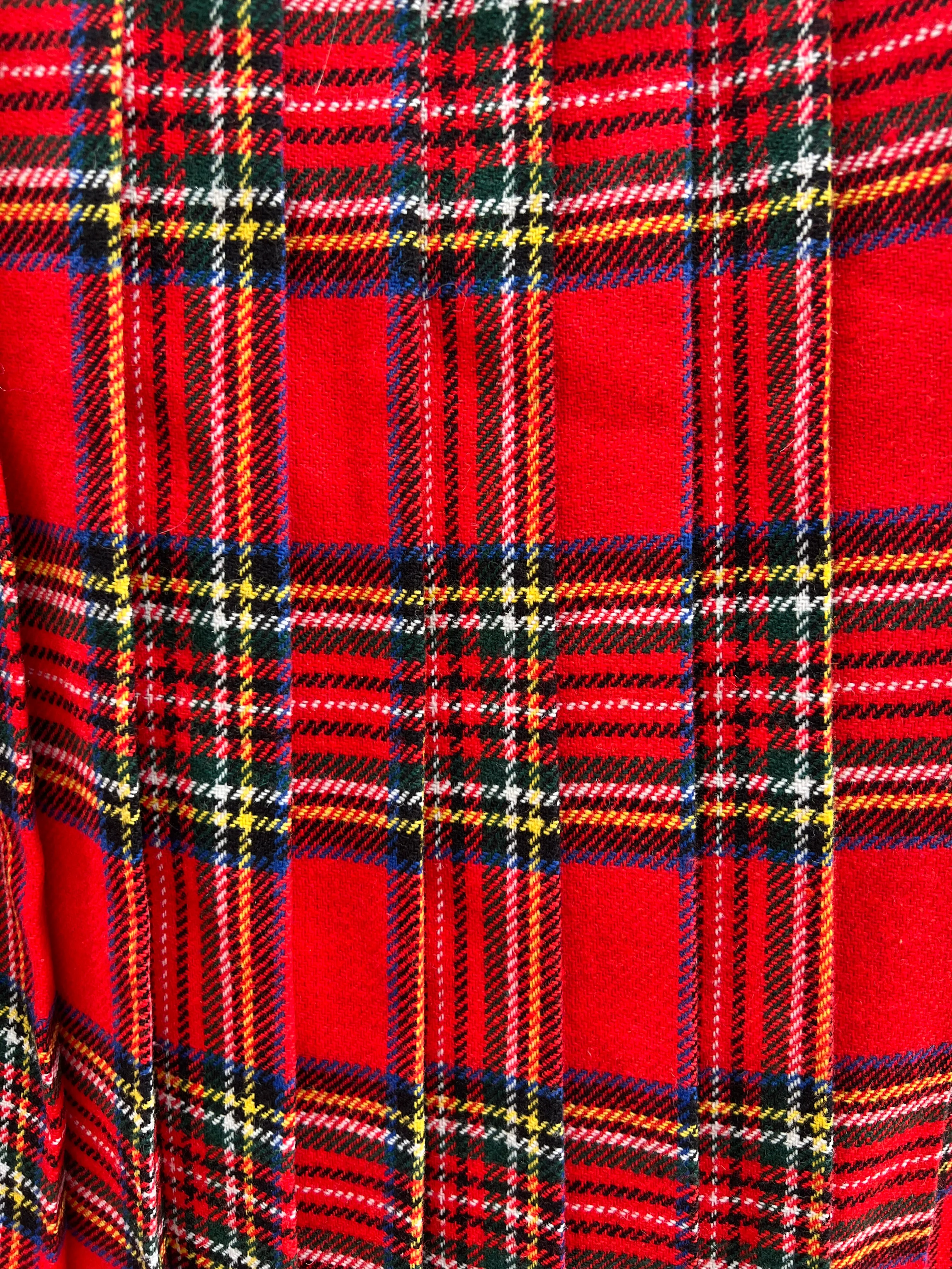 Vintage 80's Scottish Wool Plaid (Tartan) Kilt Skirt