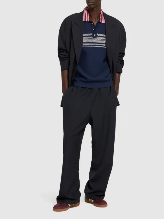 Wales Bonner   Striped tech blend polo 