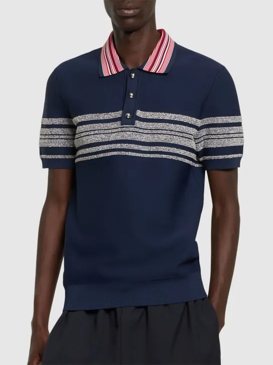 Wales Bonner   Striped tech blend polo 