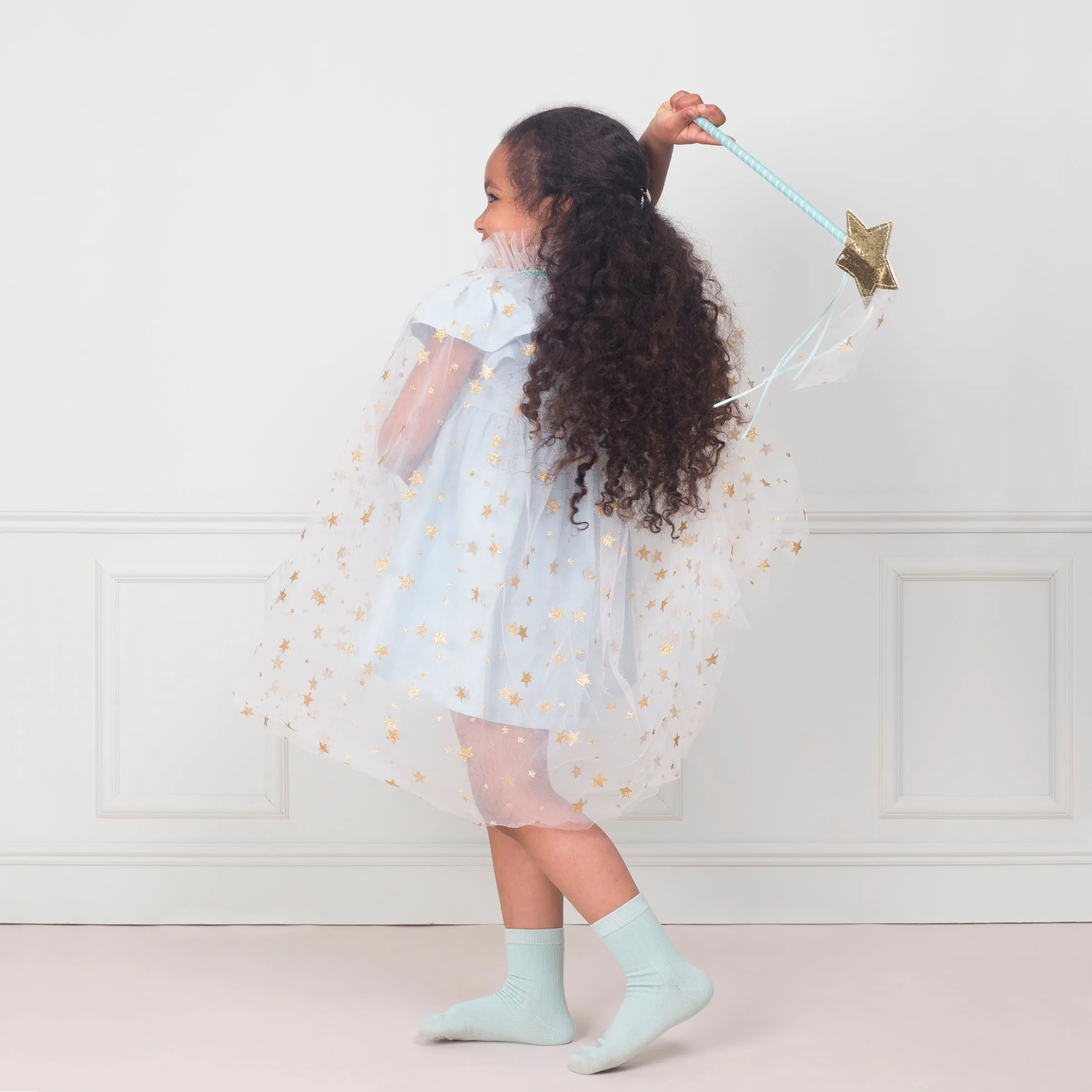 White Tulle Star Cape