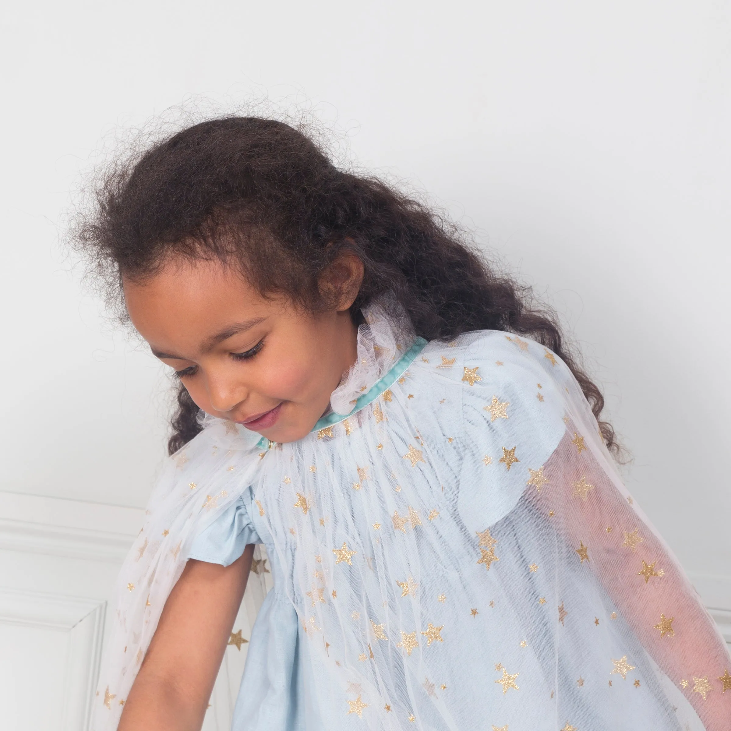 White Tulle Star Cape