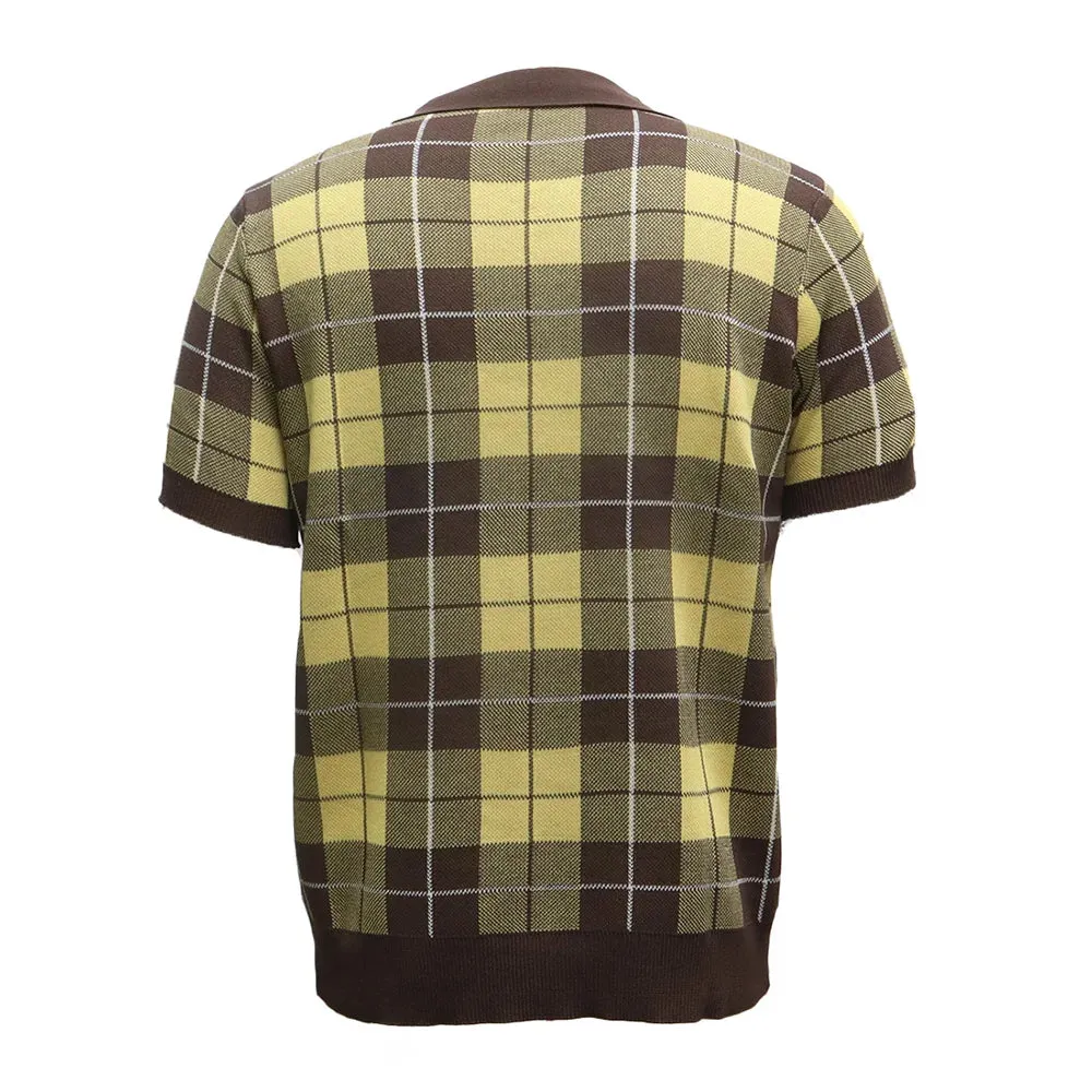 Wiaofellas  -  Mens Plaid Contrast Color Knitted Polo Shirt Casual Business Breathable Versatile Simple And Comfortable Tops Men Summer