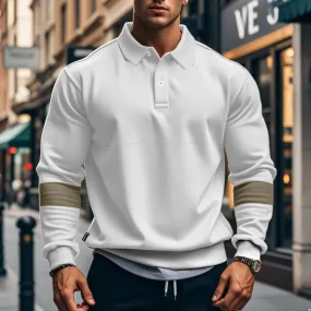 Wiaofellas  -  Y2K Mens T-Shirts Solid Color Blocked Plus Size Long Sleeved Polo Cedar Autumn Casual American Vintage Base Shirt Men's Clothing