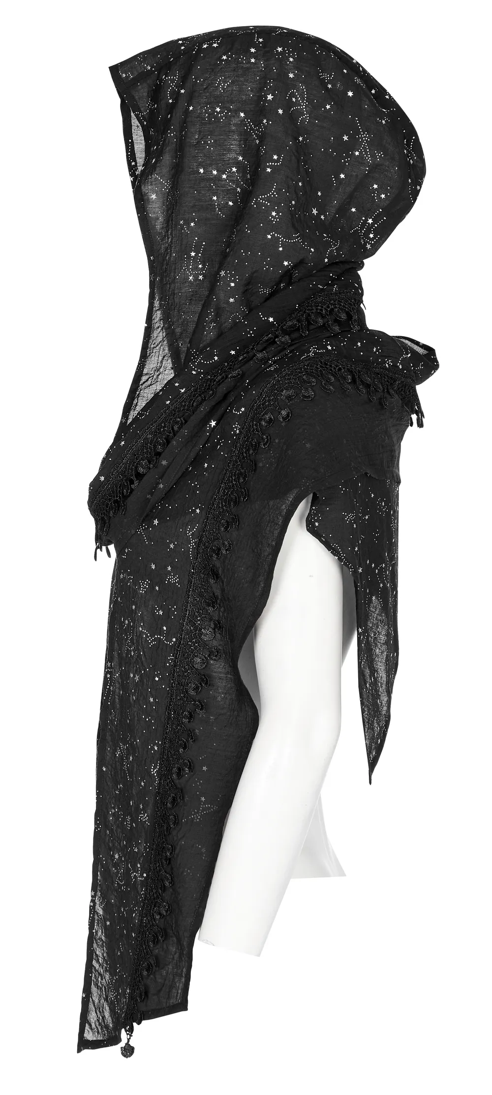 Women's Black Starry Night Constellation Hooded Cape