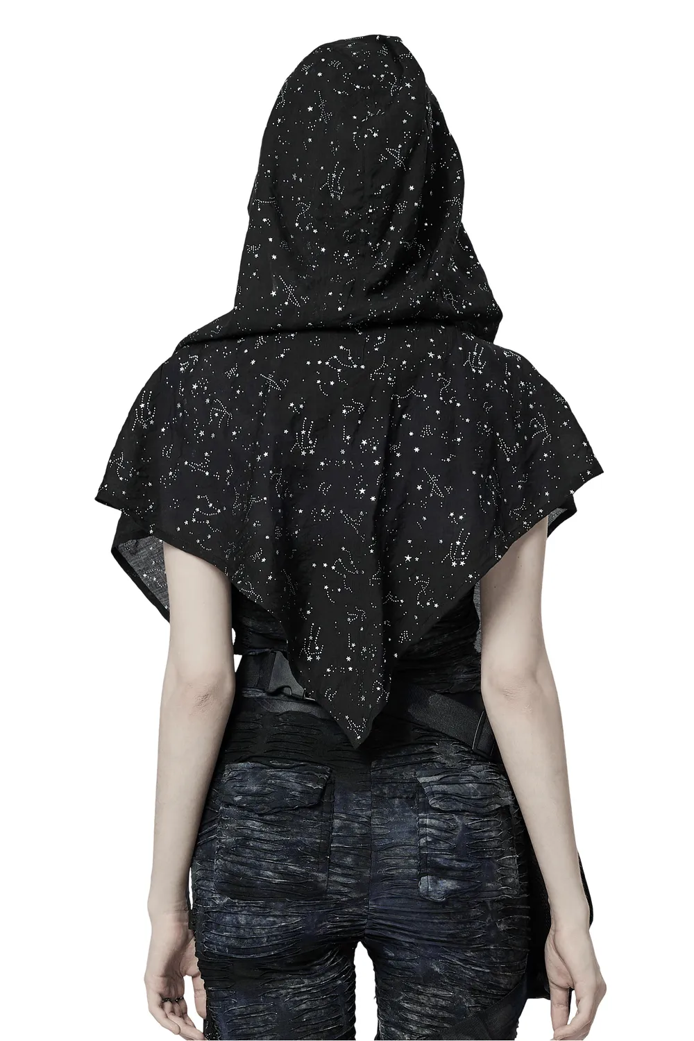 Women's Black Starry Night Constellation Hooded Cape