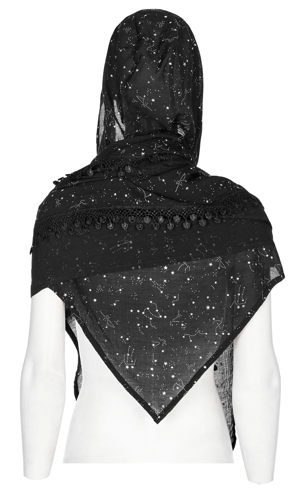 Women's Black Starry Night Constellation Hooded Cape