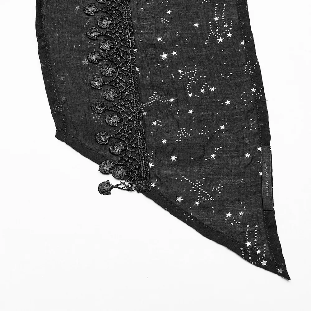 Women's Black Starry Night Constellation Hooded Cape