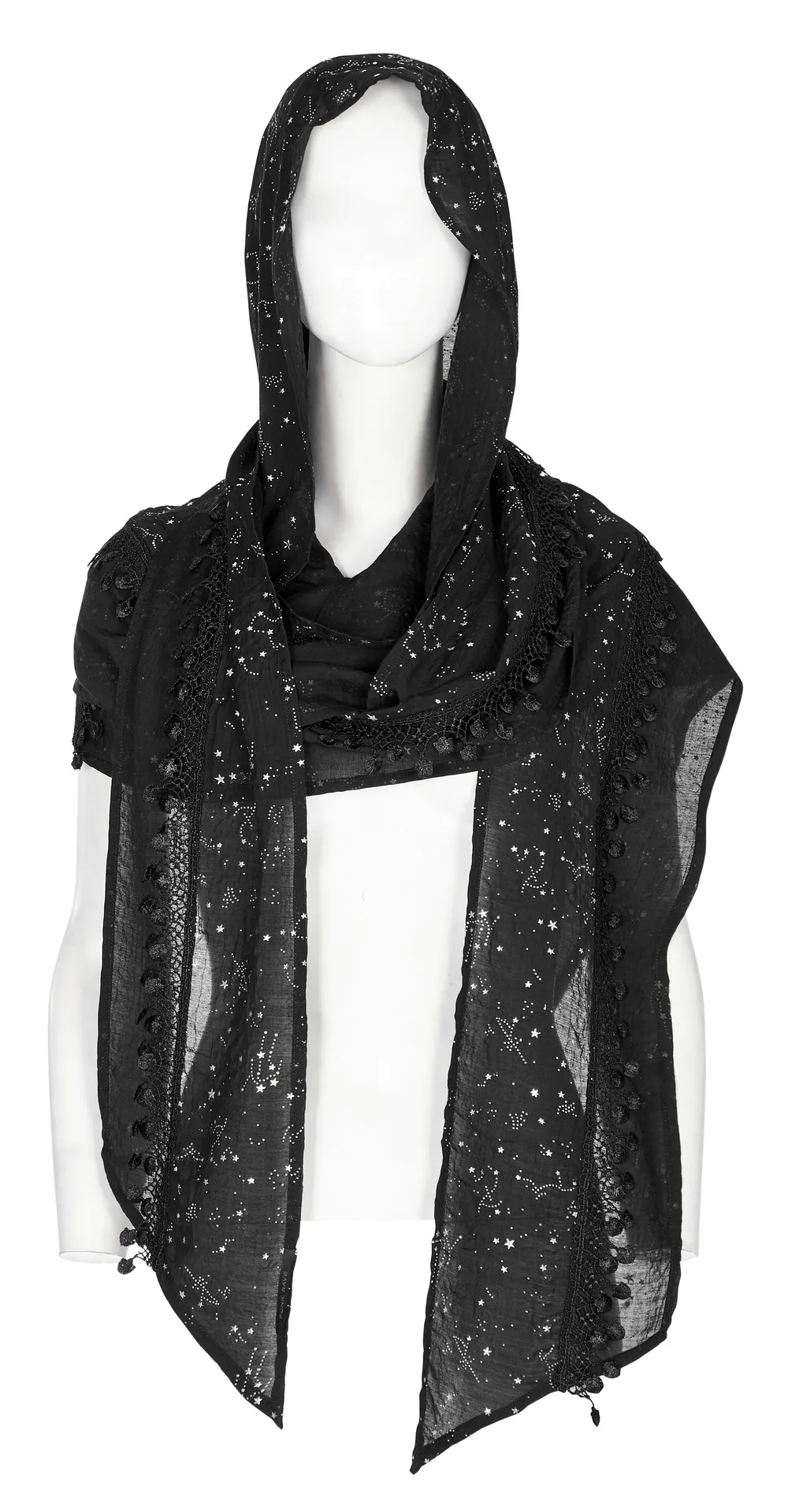 Women's Black Starry Night Constellation Hooded Cape