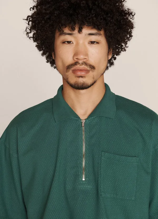 YMC Frat Zip Polo - Green